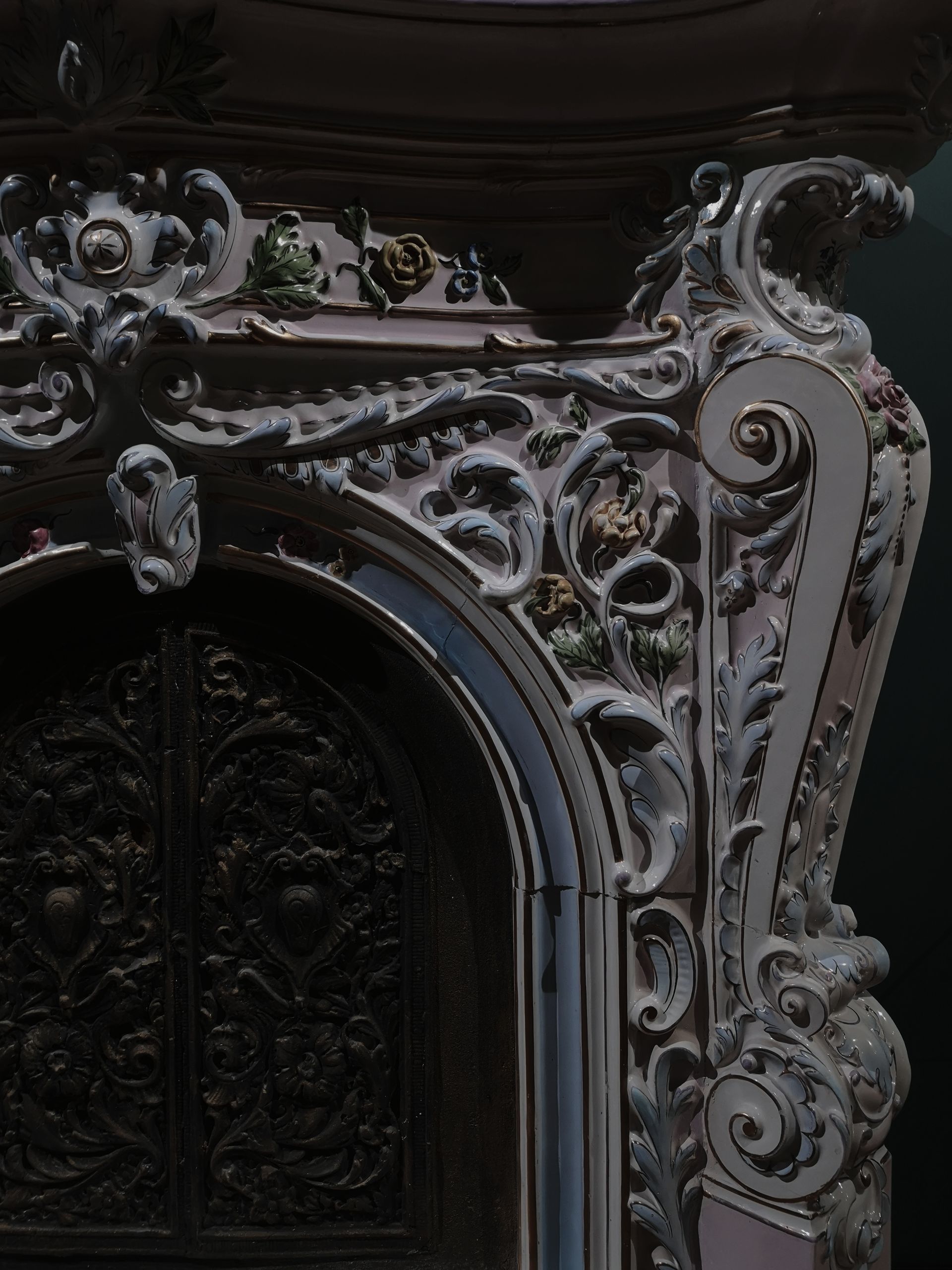 A close up of a door with a fancy design on it